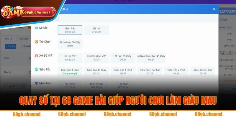 Quay số tại 68 game bài giúp người chơi làm giàu mau